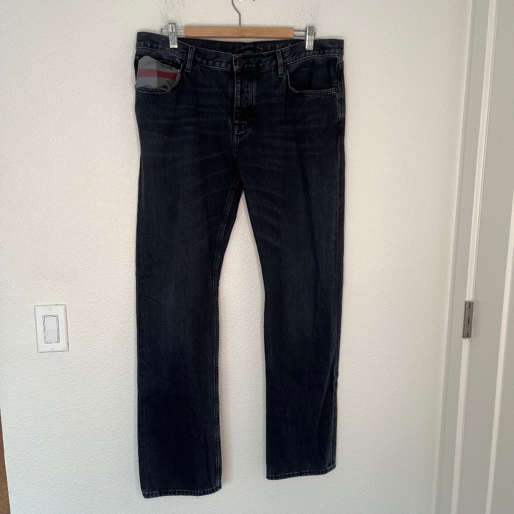 Burberry Brit Slim Fit Jean Five Pocket Pant Men's Size 36X32 Color Gray